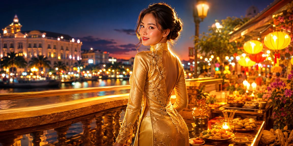 Người dùng Hà Nội tra cứu kèo bóng đá trực tuyến trong trang phục áo dài truyền thống
