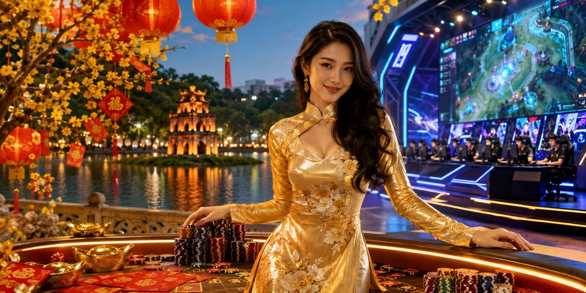 Không gian cá cược casino và thể thao trực tuyến tại Việt Nam với màn hình hiển thị tỷ lệ kèo sôi động